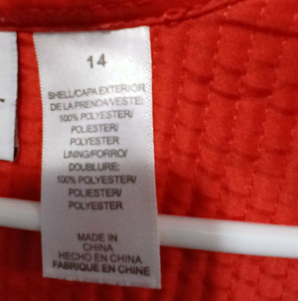 Floral Vibrant Orange Lining Open Front Shacket Womens 14 Lightweight Spring - Picture 3 of 7